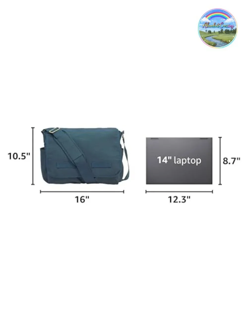 Cotton Canvas Messenger Shoulder Bag Padded Adjustable Strap Travel School